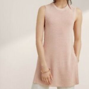 Aritzia Wilfred XS Pink Palmier Knit Sleeveless Sweater Vest Tunic Side Split